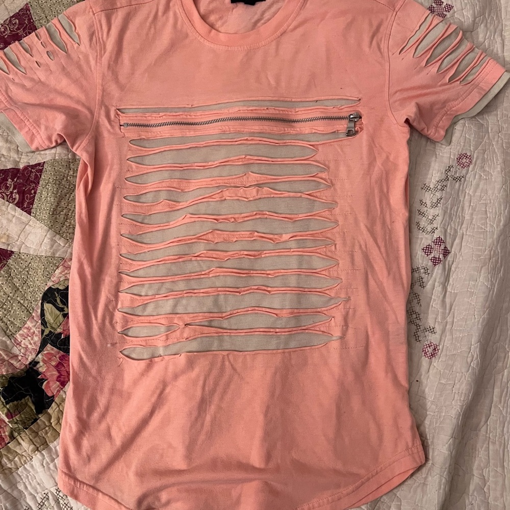 Pink CARBON ripped shirt SMALL